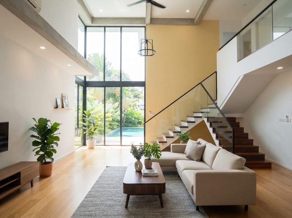 Freshly painted living room in a Singapore home